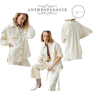 ANTHROPOLOGIE Maeve Corduroy Shirt Jacket - Ivory - Size Small
